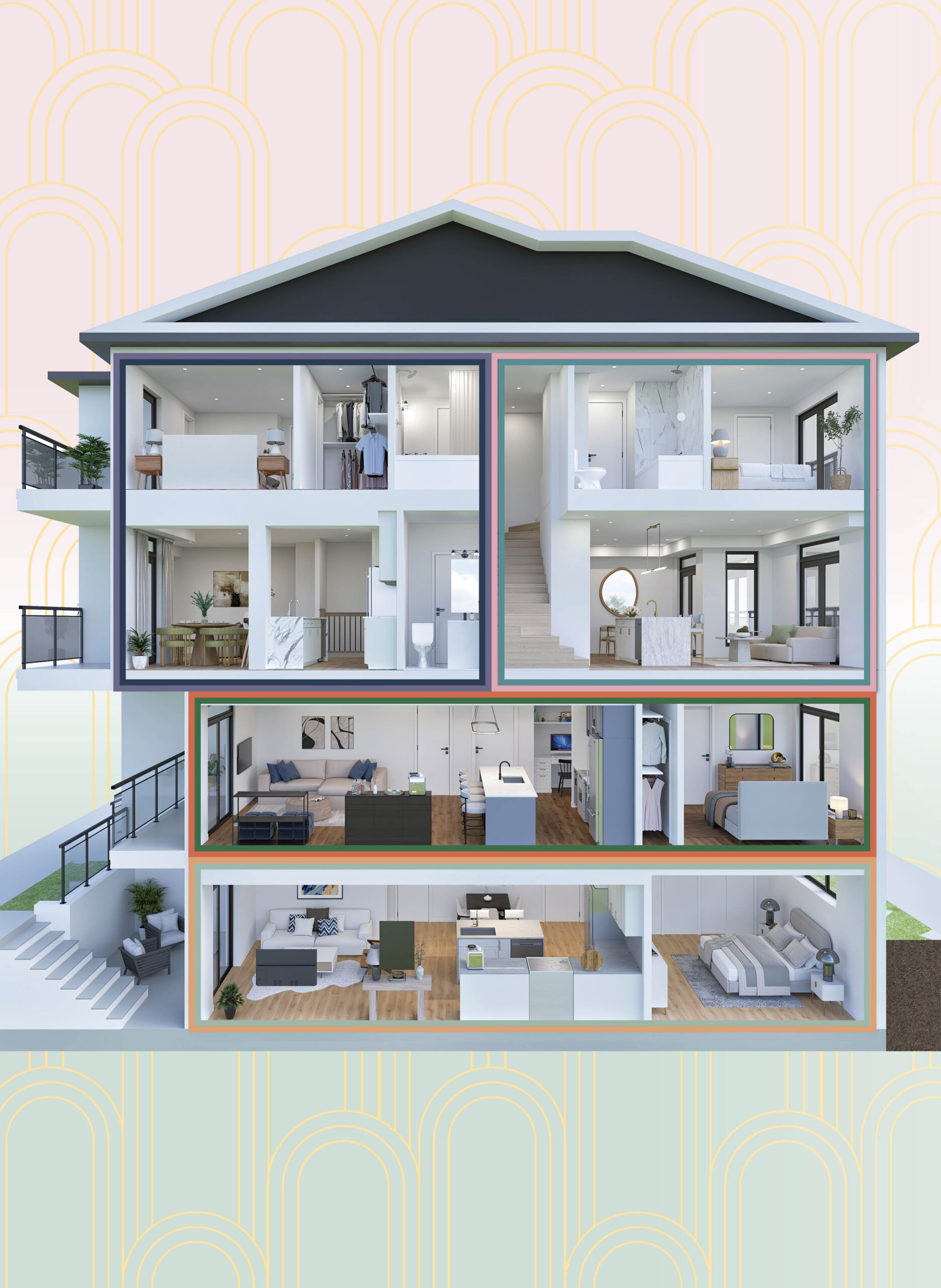 Sorella Towns Dollhouse Rendering