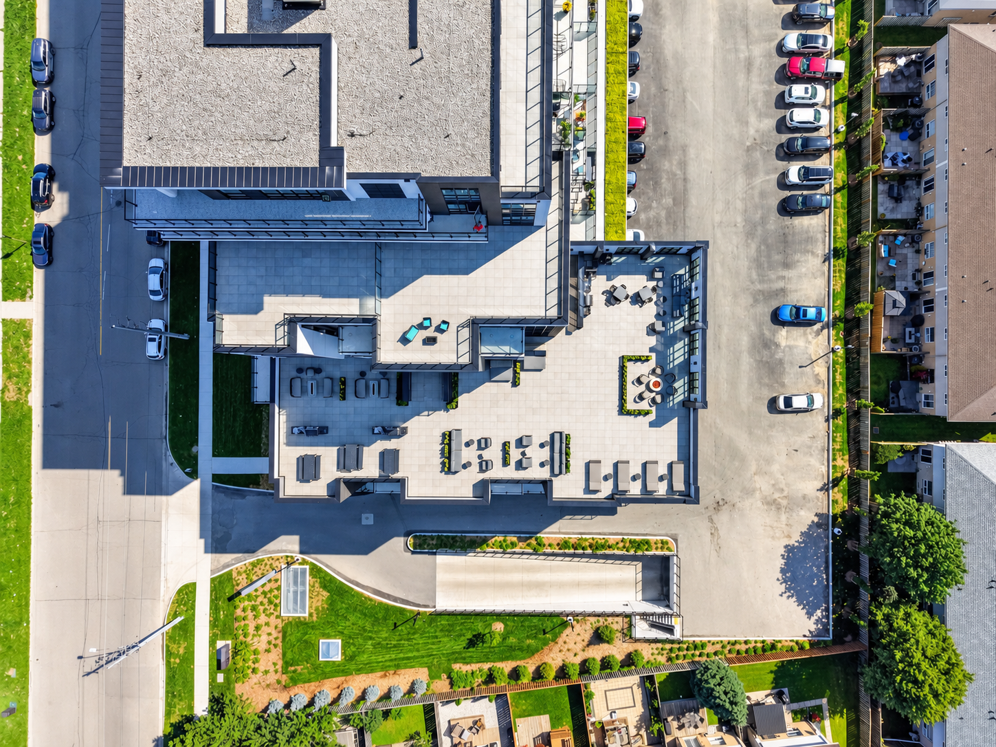 Aerial Modern Rooftop Terrace Overview