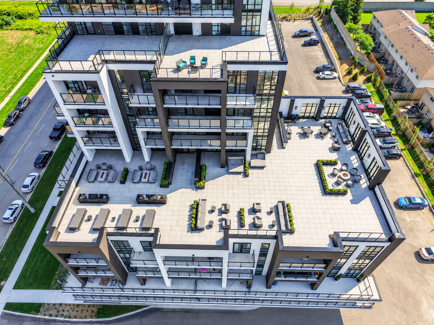 Modern Rooftop Terrace Aerial View